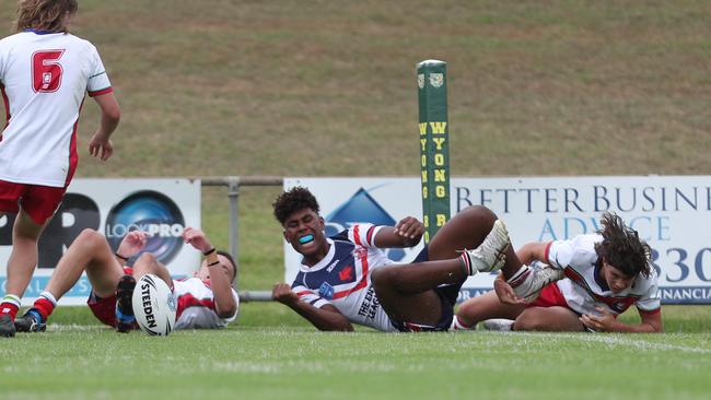 Semi Leweniqila celebrates one of his three tries in the opening round. Picture: Sue Graham