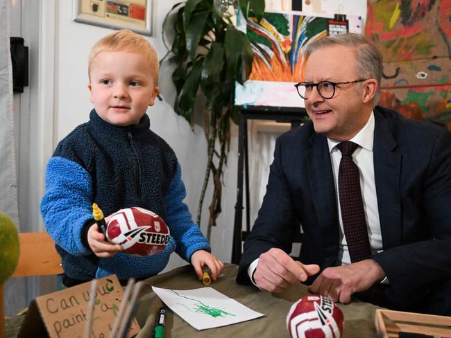 BRISBANE, AUSTRALIA - NewsWire Photos - JULY 17, 2024. The Prime Minister, Anthony Albanese visits a childcare centre in Brisbane before announcing the Labor candidate for the seat of Brisbane, Madonna Jarrett. Picture: Dan Peled / NewsWire