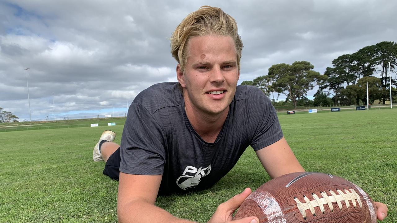 Taylor, wearing a Prokick Australia shirt in 2020, before he headed over to America.