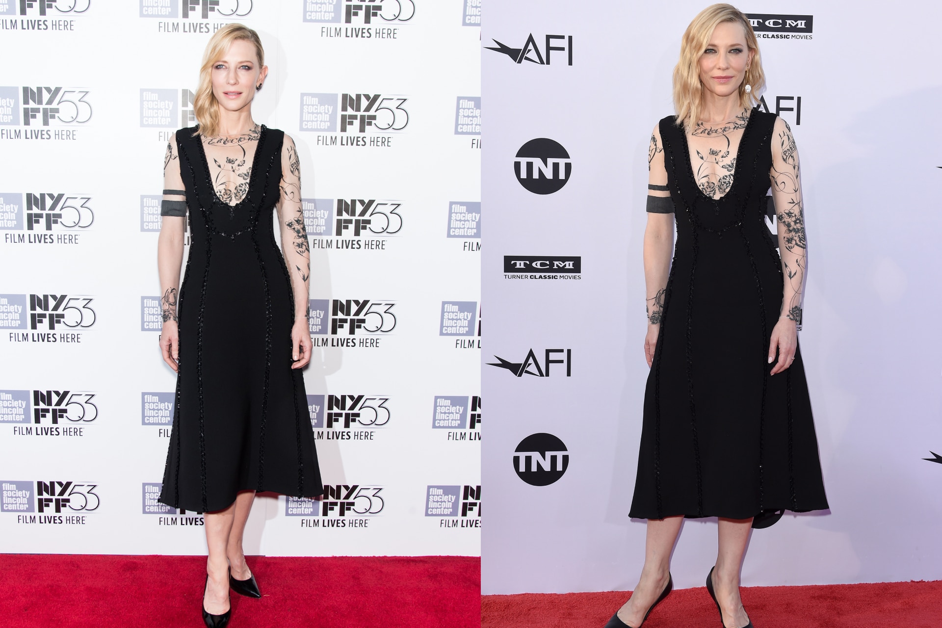 <p><b>Yacine Aouadi at the 2015 New York Film Festival and the 2018 American Film Institute's Life Achievement Award Gala</b></p><p>Blanchett wore young Paris designer Yacine Aouadi&rsquo;s work first to the premiere of <i>Carol </i>at the New York Film Festival, and brought the striking, trompe-l'&oelig;il dress out again three years later For an American Film Institute Gala.</p>