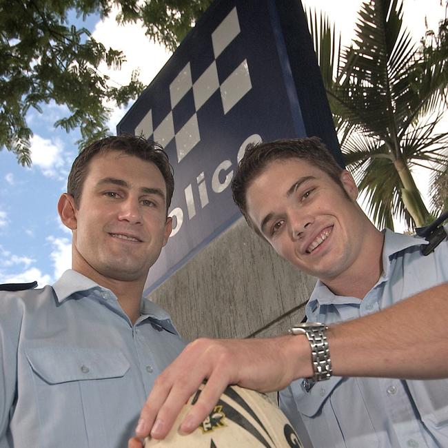 Townsville police officers Ben rauter and Jay Notaro selected to play in the Queensland police officer rugby league side in 2006. Picture: Darren Hilder