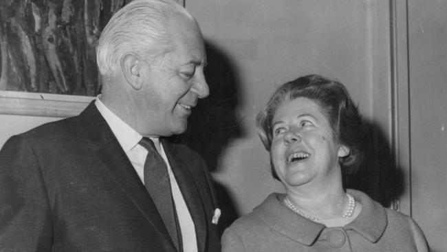 Harold Holt with his wife Zara, who managed her own fashion business.