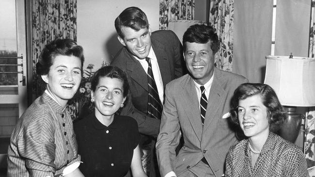 Jean Kennedy, Patricia Kennedy, Robert F. Kennedy, John F. Kennedy, and Eunice Kennedy during JFK’s 1952 Senate Campaign.