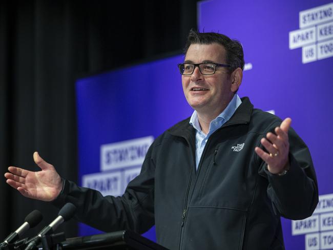 Victorian Premier Dan Andrews daily Presser with Chief medical officer Brett Sutton at Treasury Theatre today.Picture by Wayne Taylor 15th August 2020