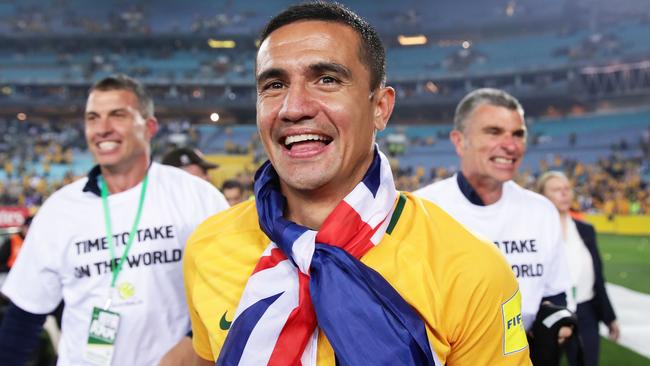 Tim Cahill was all smiles after the match. Picture: Getty Images