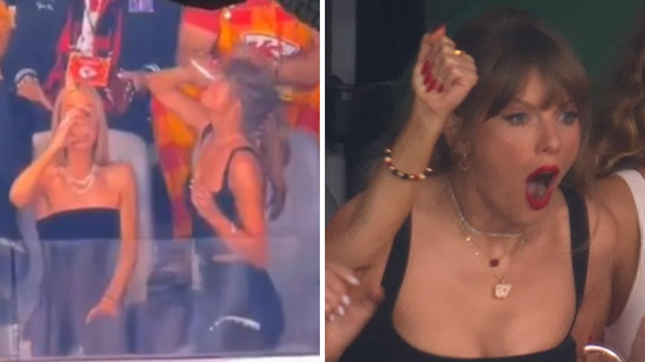 Taylor Swift embrasse Travis Kelce après la victoire des Chiefs de Kansas City au Super Bowl, bière skolls, fête, vidéo, faits saillants