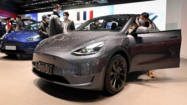 Electric-car manufacturer Tesla in April reported record earnings, and Wall Street is expecting strong second-quarter sales. Picture: AFP