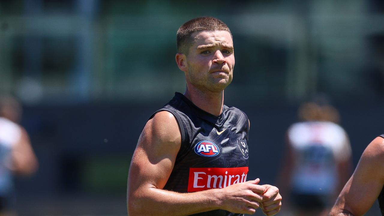 MELBOURNE, AUSTRALIA – JANUARY 11 2024 Lachie Sullivan during training as Collingwood returns to training for 2024. Picture: Brendan Beckett