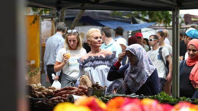 Sammy Powers at the Brisbane City Jan Powers Farmers Markets. Picture: Ric Frearson