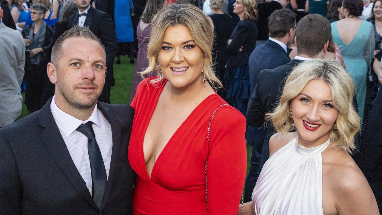 Dan Williamson with Kim O'Brien (centre) and Elle O'Brien of The Vino Valet at the Focus HR Business Excellence Awards at Rumours International, Saturday, November 5, 2022. Picture: Kevin Farmer