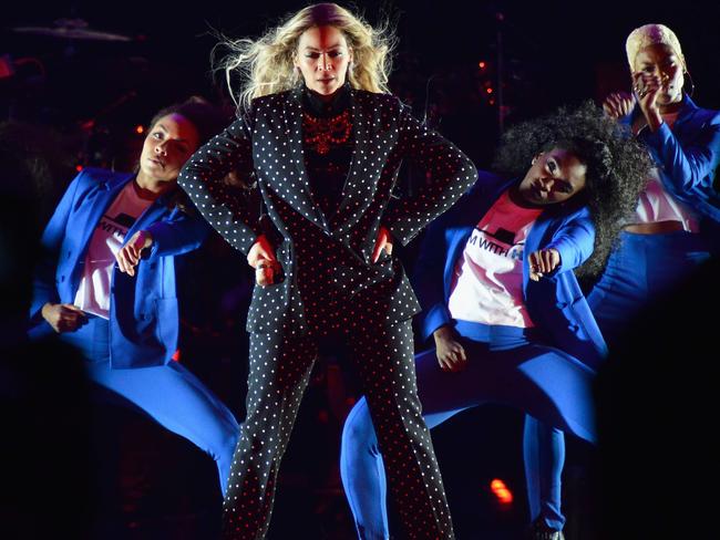 Beyonce performs on stage during a Get Out The Vote concert in support of Hillary Clinton. Picture: Getty