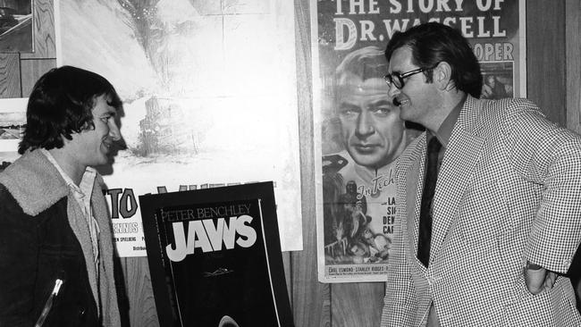 The young Steven Spielberg, left, being interviewed by the late Australian show business TV host, Bill Collins. Picture: Foxtel