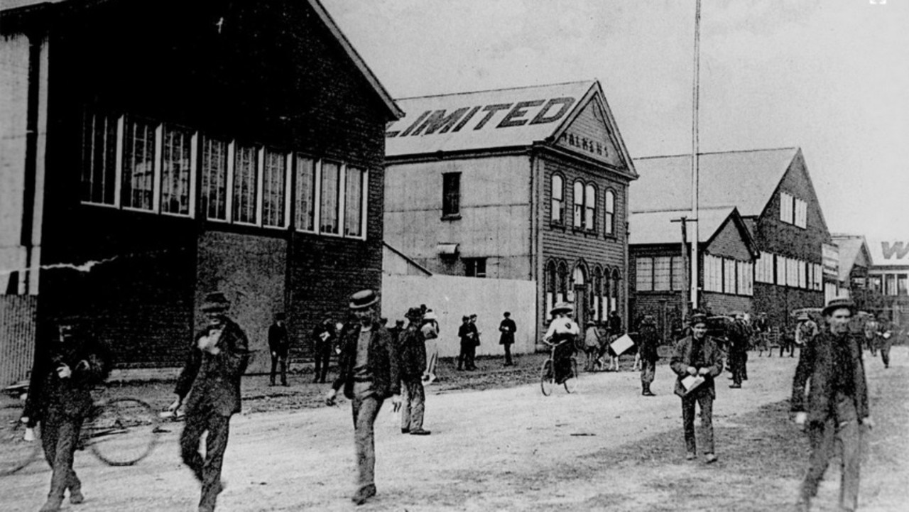 Employees of Walkers Limited in Front of the Foundry, ca. 1900. The workforce behind one of Maryborough’s leading industrial enterprises. Source: Maryborough Wide Bay &amp; Burnett Historical Society