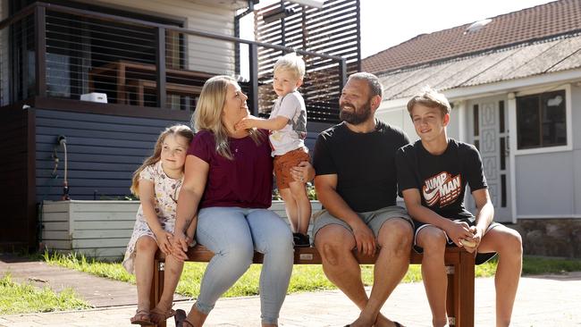 Reece Tilbrook, with wife Kristen and kids Seth, Scarlett and Jai, bought a home in Padstow. Picture: Sam Ruttyn