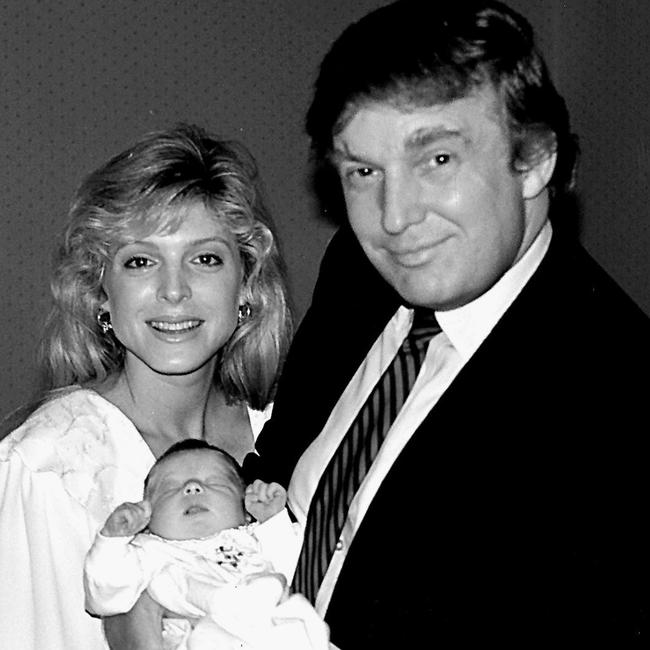 Donald Trump and Marla Maples with their newborn baby, Tiffany. Picture: Getty