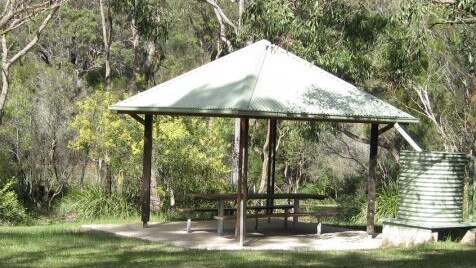 A similar shelter at Manly Dam to the one that was destroyed by vandals. Picture: Jim O'Rourke