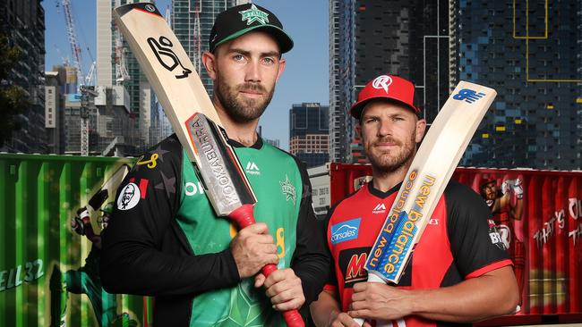 Stars captain Glen Maxwell and Renegades captain Aaron Finch ahead of the BBL final at Marvel Stadium. Picture: Michael Klein