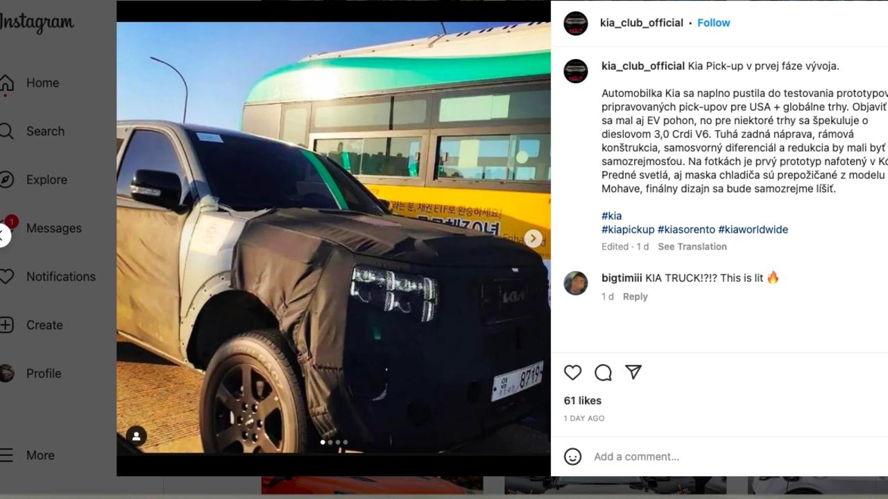 Kia has been busted testing a secret ute in South Korea. Picture: Kia Club Official, Instagram