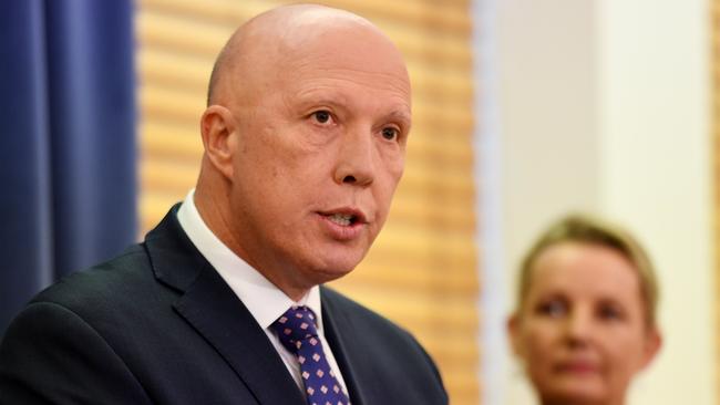 Peter Dutton accuses business leaders of focusing on social policies while failing to ‘speak out’ on economic issues, including industrial relations, tax and wages reform. Picture: Tracey Nearmy