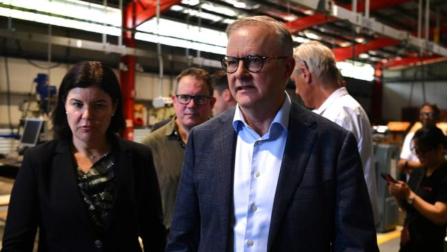 Prime Minister Anthony Albanese and NT Chief Minister visit the Charles Darwin University advanced manufacturing site on Saturday October 4.