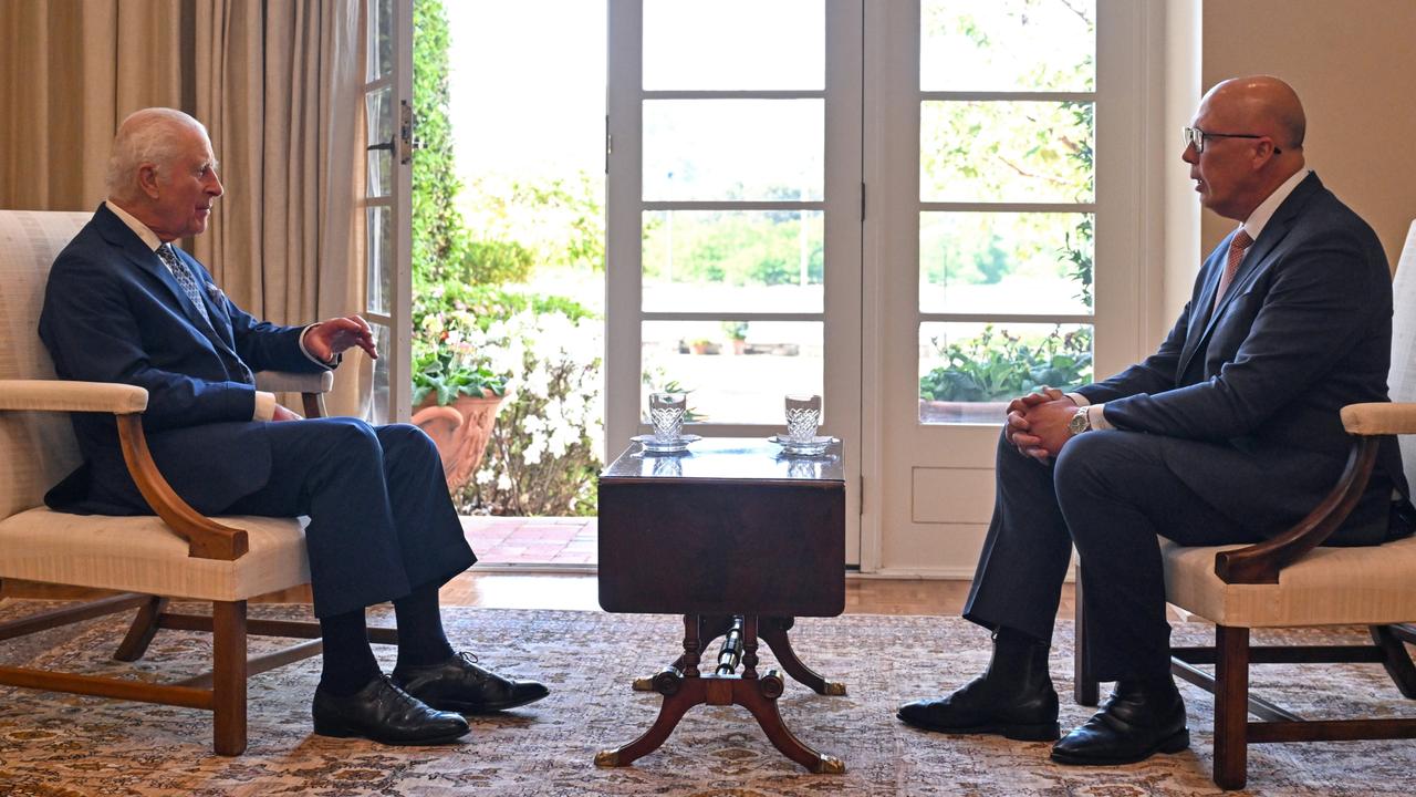 Mr Dutton meeting with King Charles yesterday. Picture: Saeed Khan/Getty Images