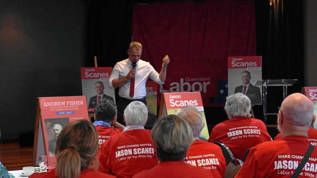 LAUNCH: Labor Wide Bay candidate Jason Scanes pledged to work for a more equal and caring Australia when he addressed more than 70 supporters at his Gympie RSL Club campaign launch on Sunday. Picture: Arthur Gorrie
