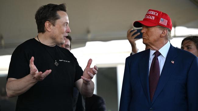 Tech billionaire and Trump supporter Elon Musk (L) lauded Mr Gaetz as America’s “Hammer of Justice”. Picture: Brandon Bell/Getty Images via AFP