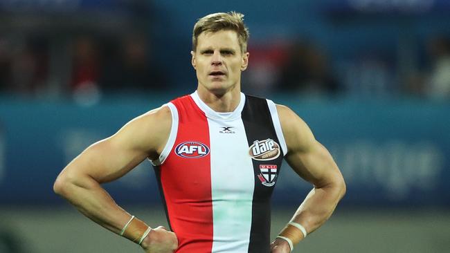 Nick Riewoldt’s future is up in the air. Picture: Phil Hillyard
