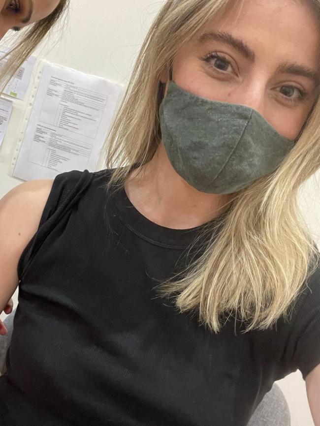 Rebecca Harding gets the jab. Picture: Instagram