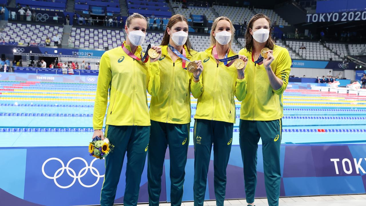 The successful women’s 4x100m squad.