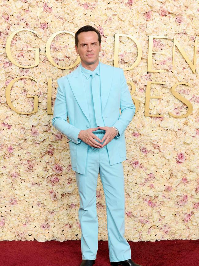 Andrew Scott’s baby blue everything Vivienne Westwood ensemble. Picture: Getty
