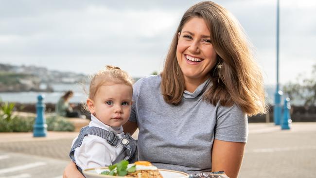 Amy Donato with her daughter Wylie Curtis at Bazura, Coogee – one of the restaurants featured in her Coogee Catch cookbook that will launched at the Best Gift Market in Randwick. Picture: Monique Harmer