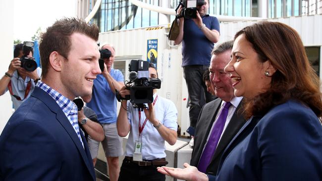 Boxer Jeff Horn with Premier Annastacia Palaszczuk spoke about the Olympics earlier this year. PHOTO: Adam Head