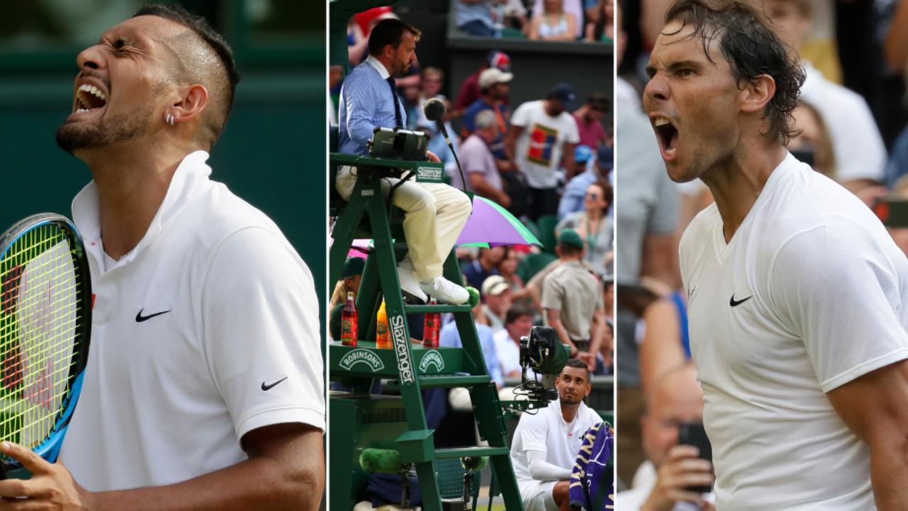 Nick Kyrgios falls to Rafael Nadal.