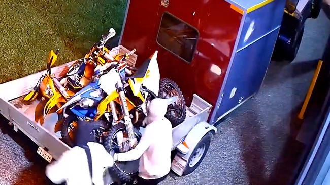 Police are searching for a group of men who stole three motorbikes from a Biggera Waters business. Picture: Queensland Police Service