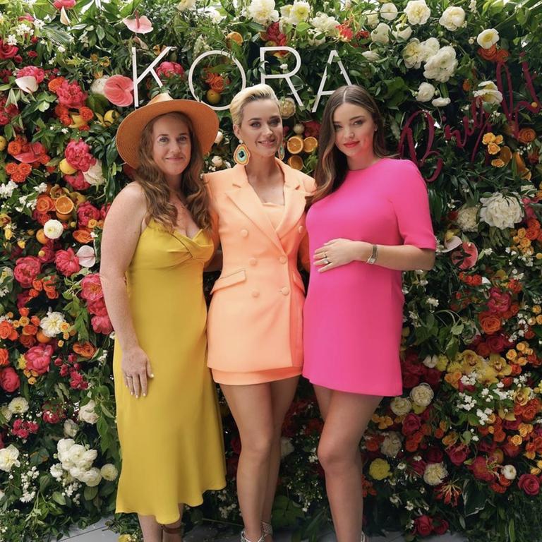 The pair frequently hang – here they are at Kerr’s beauty launch with another friend, at left.