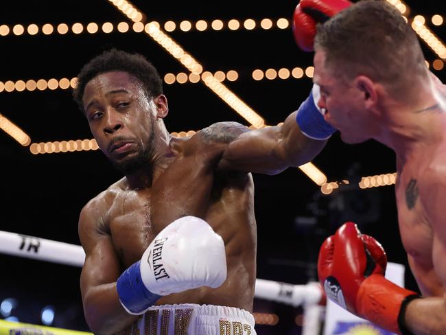 Opetaia took a massive swipe at took a swipe at American boxing star Keyshawn Davis. Picture: Al Bello/Getty Images