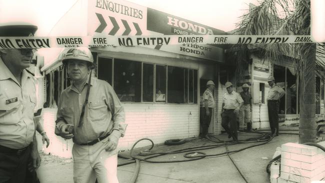 The morning after the fire, with investigators on the scene.