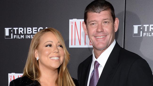 Mariah Carey, left, and James Packer attend the premiere of "The Intern" at the Ziegfeld Theatre on Monday, Sept. 21, 2015, in New York. (Photo by Evan Agostini/Invision/AP)