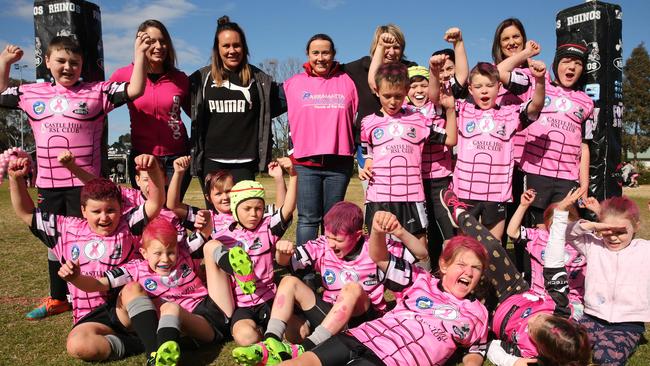 The Rouse Hill Rams under-9s with their supporters. Pictures: David Swift