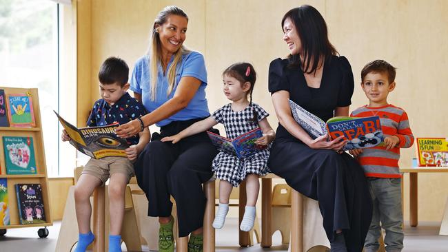 Angsana centre directors Yolanda Rubatto Ivanov and Shen-Lene Gan with children Daniel and Charlotte Duffy (left and middle) and Vicente Pescara. Picture: Sam Ruttyn