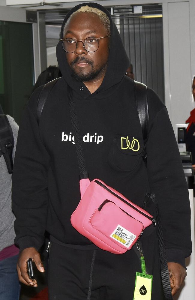 Singer will.i.am at Sydney airport on Saturday. Picture: Diimex