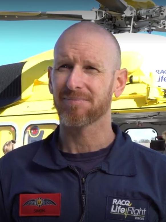 LifeFlight SGAS Pilot Simon Newman at the opening ceremony of the new Roma base. Picture: Supplied.