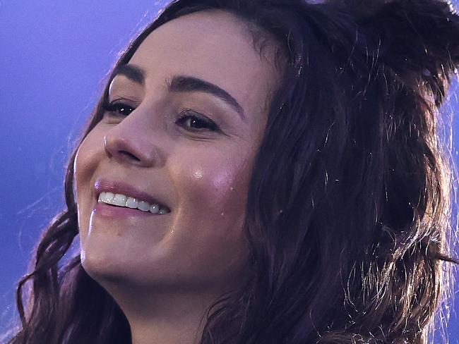 SYDNEY, AUSTRALIA - OCTOBER 25:  Singer Amy Shark performs before the 2020 NRL Grand Final match between the Penrith Panthers and the Melbourne Storm at ANZ Stadium on October 25, 2020 in Sydney, Australia. (Photo by Cameron Spencer/Getty Images)