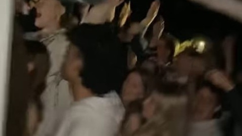 Schoolies partying at Rosebud Pier on Monday, November 29. Picture: Screenshot from video – Nicholas Speranos, Facebook.