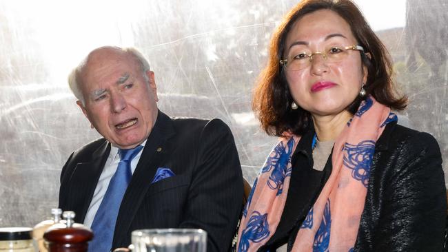 Former prime minister John Howard had a coffee with Liberal MP for Chisholm Gladys Liu at Mocha Jos on Kingsway in Glen Waverley on Tuesday, May 17. Picture: Ian Currie