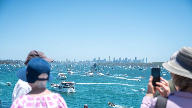 People watching the Sydney to Hobart from Watsons Bay, Sydney. Picture: NewsWire / Flavio Brancaleone