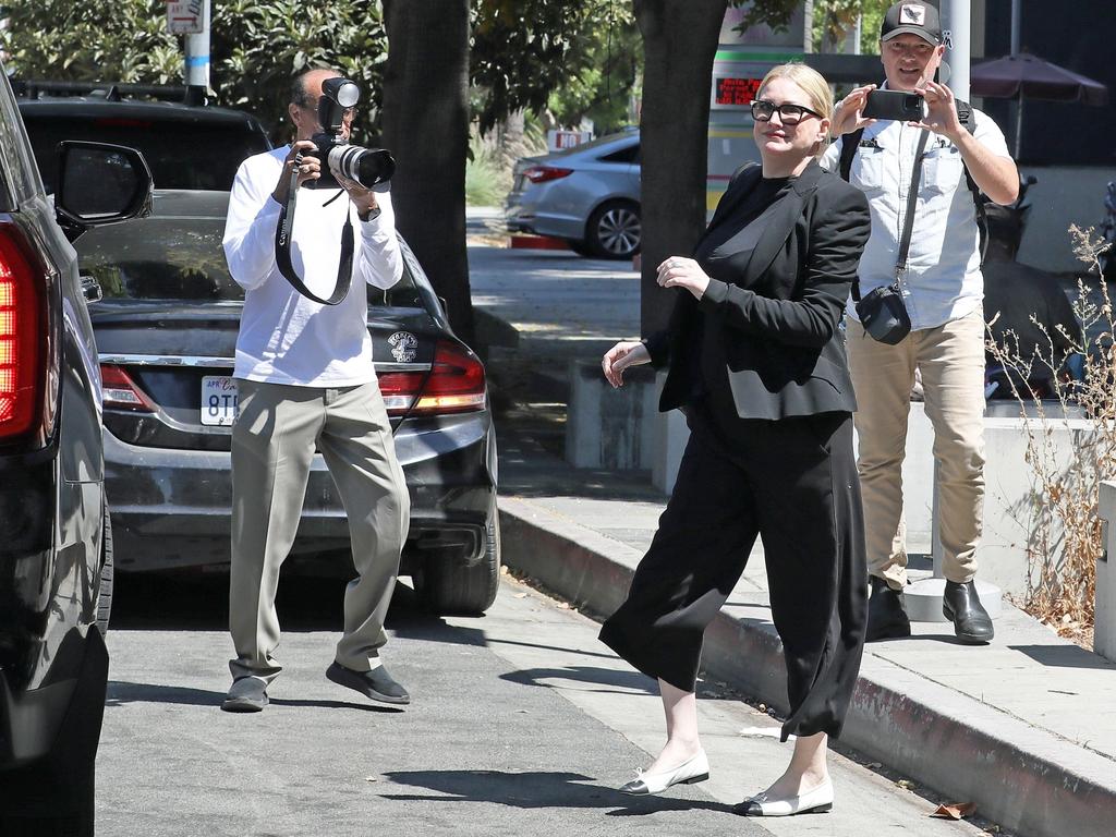 Evans departs the courthouse after the hearing during which she was briefly kicked out for taking photos of her ex-husband. Picture: BACKGRID