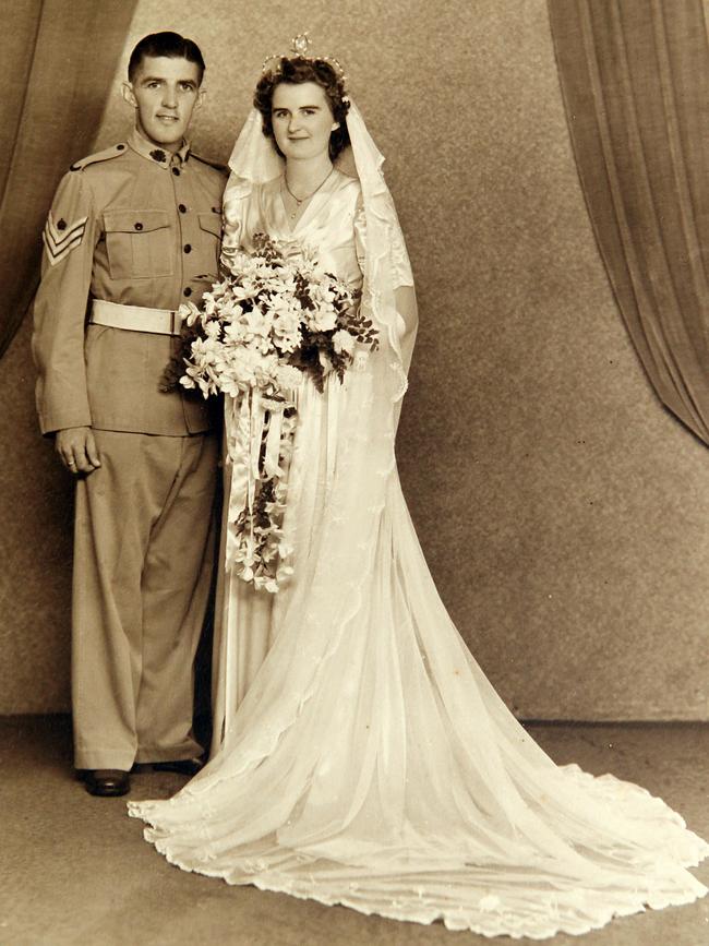 Fred and Elwyn Mortley on their wedding day in 1946- mere months after Elwyn’s letter. Picture: Richard Gosling