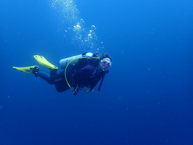 Former minister Jaala Pulford scuba diving in Indonesia